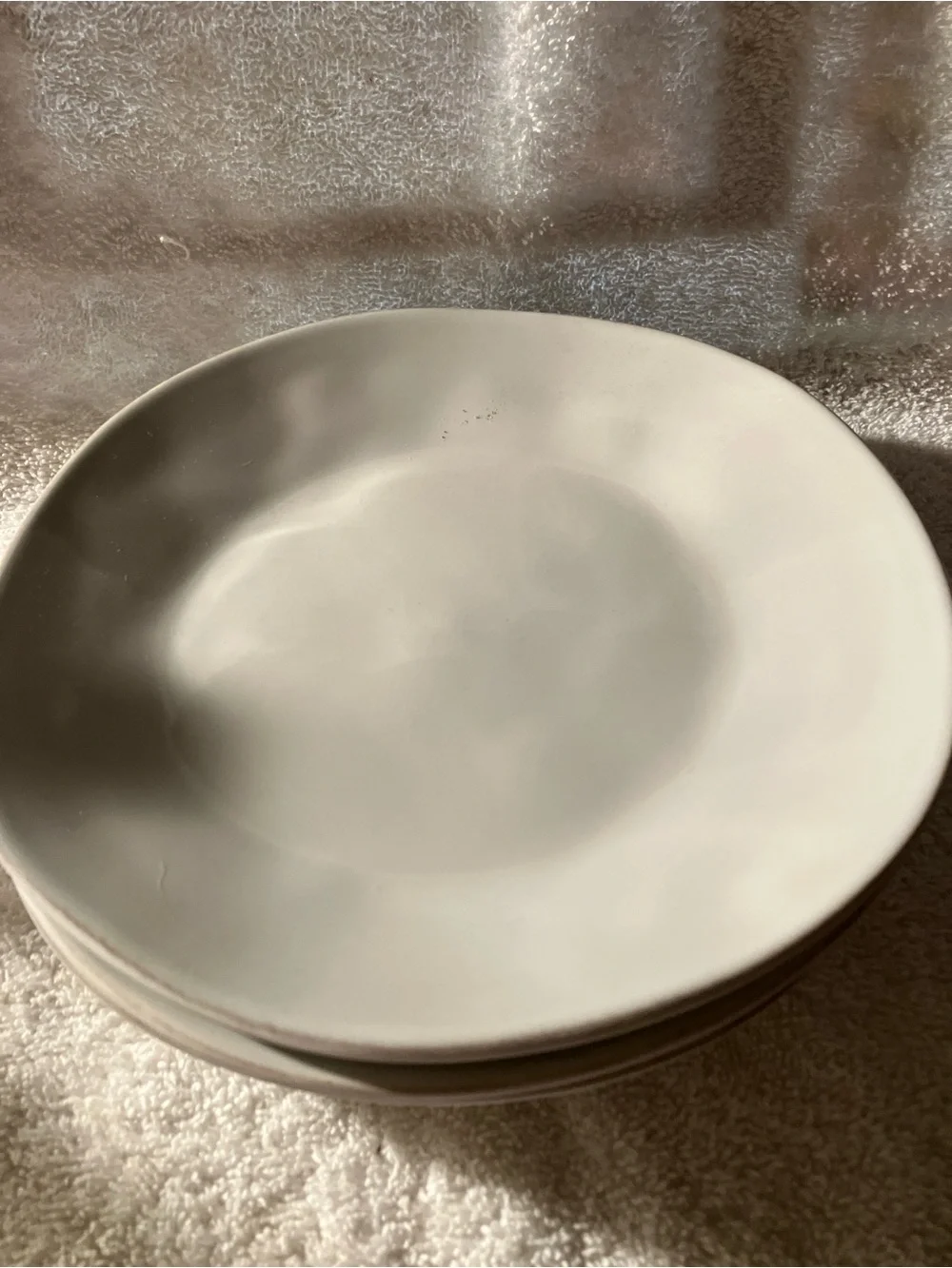3 Minimalist Cream “Marin” Salad Plates Crate & Barrel 8 1/4”